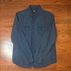 Express Men's Navy Blue Casual Burton-Down Shirt